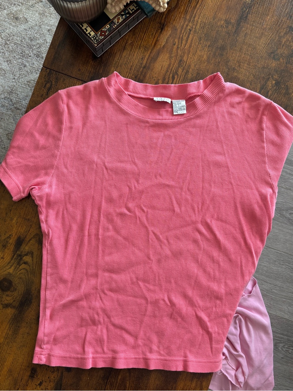 Y2K XOXO Pink Ribbed Tee Top